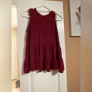 Maurice’s, size S, maroon tiered blouse